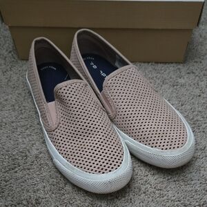 Pink Sperry Perforated Slip-On Sneakers
